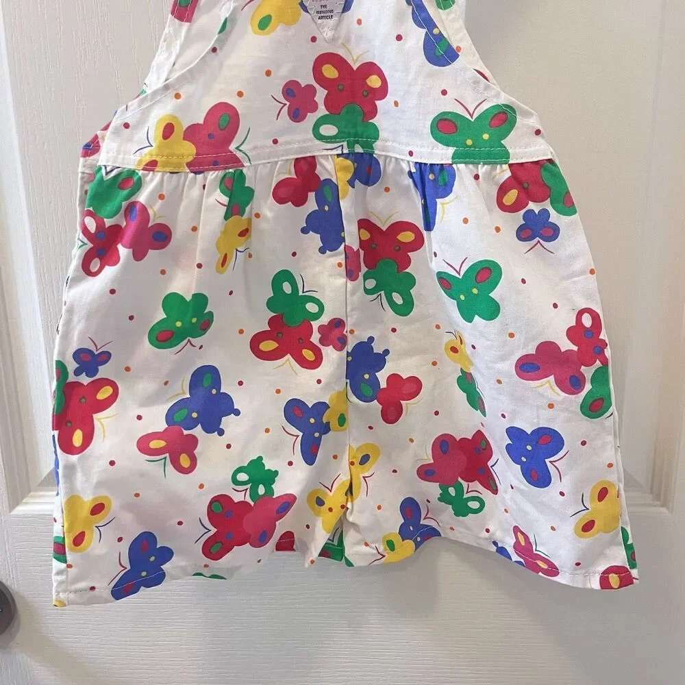 Vintage Oshkosh B'gosh Butterfly Overall Shorts Shortalls USA Girls 6X w/ TAGS